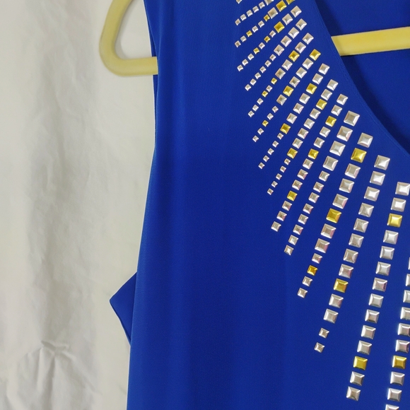 Embellished Blue Maxi Sundress with V-Neck - Picture 3 of 7